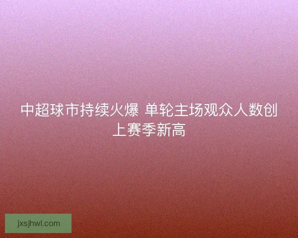 中超球市持续火爆 单轮主场观众人数创上赛季新高
